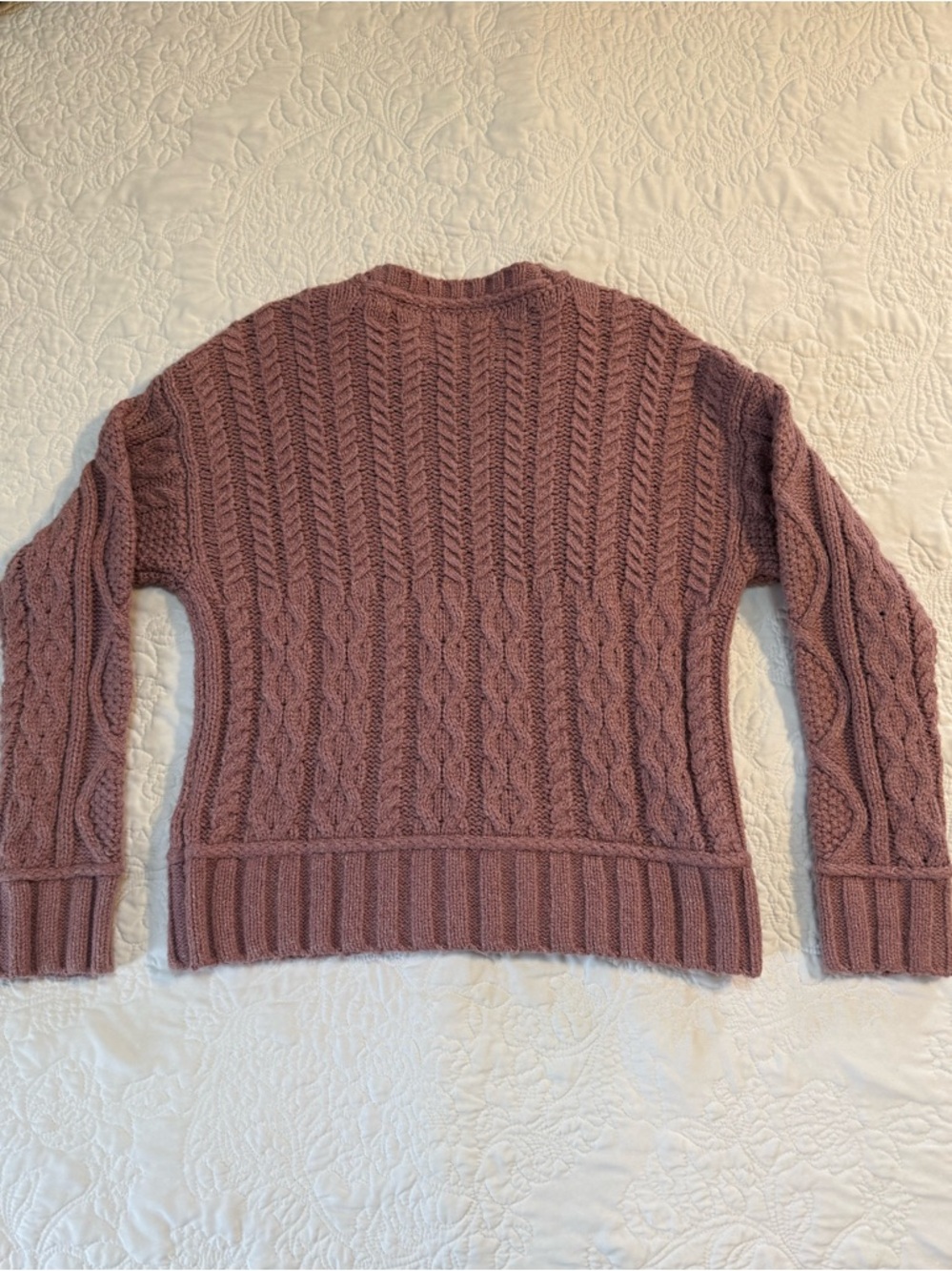 Lucky Brand Crew Neck Cable Knit Sweater in Dusty Rose - Picture 3 of 4